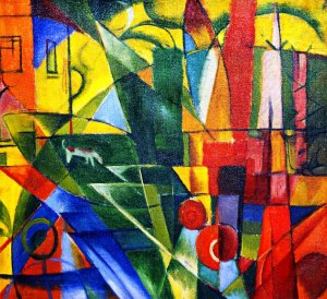 Landscape with House and Two Cows by Franz Marc Oil Painting