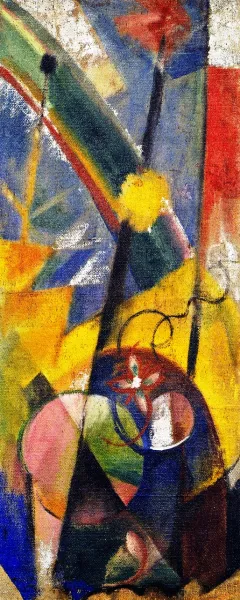 Landscape with Rainbow Right-Hand Part of the Three-Part Fire Screen by Franz Marc Oil Painting