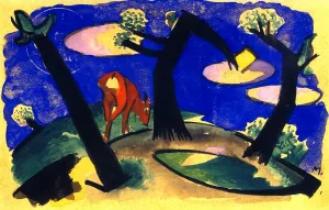 Landscape with Red Animal Oil painting by Franz Marc