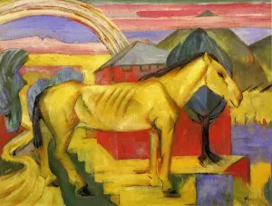 Long Yellow Horse by Franz Marc - Oil Painting Reproduction