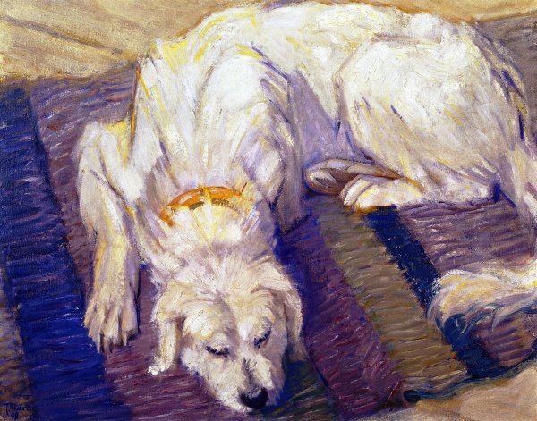 Main Product Photo of Lying Dog Painting by Franz Marc