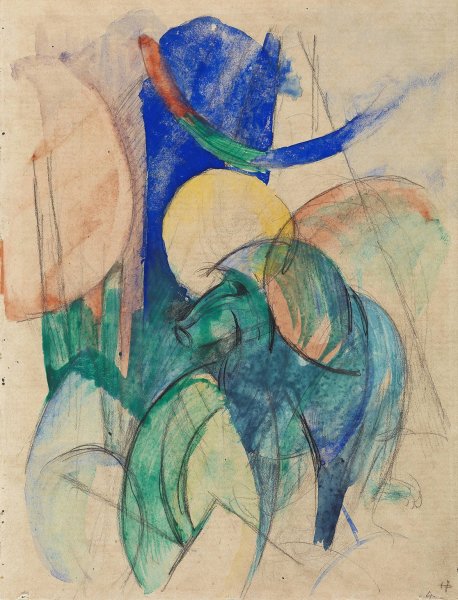Mandrill  by Franz Marc - Hand-Painted Oil Painting Reproduction