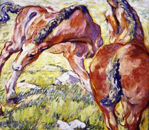 Mare with a Foal by Franz Marc - Oil Painting Reproduction