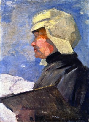 Maria Franck with Palette also known as Maria Franck Painting in the Snow by Franz Marc Oil Painting