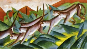 Monkey Frieze by Franz Marc - Oil Painting Reproduction