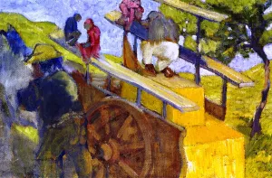 Monkeys on a Cart by Franz Marc Oil Painting
