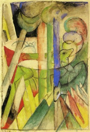 Mountain Goats Oil painting by Franz Marc