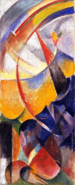 Mountain Landscape with Rainbow Left Hand Part of Three Part Fire Screen by Franz Marc - Oil Painting Reproduction