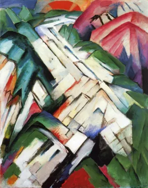 Mountains also known as Rocky Way Landscape by Franz Marc - Oil Painting Reproduction