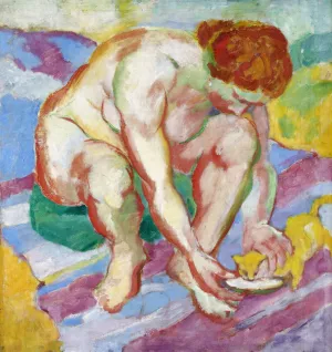 Nude with a cat by Franz Marc Oil Painting
