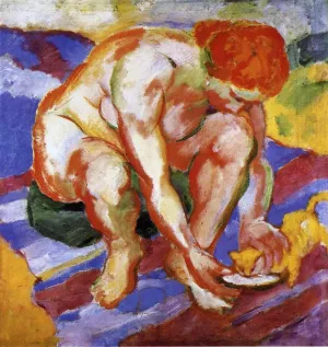 Nude with Cat Oil painting by Franz Marc