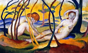 Nudes in the Open Air by Franz Marc Oil Painting