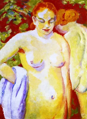 Nudes on Vermilion Sketch painting by Franz Marc