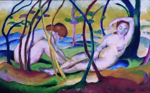 Nudes under Trees by Franz Marc Oil Painting
