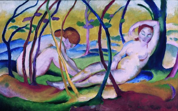 Main Product Photo of Nudes under Trees  Painting by Franz Marc