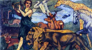 Orpheus with Animals, Design for a Tapestry by Franz Marc Oil Painting