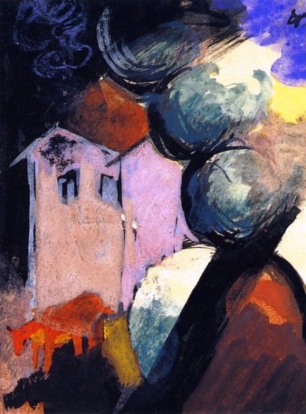 Our Villa by Franz Marc - Hand-Painted Oil Painting Reproduction