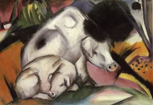 Pigs Oil painting by Franz Marc