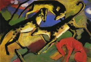 Playing Dogs by Franz Marc - Oil Painting Reproduction
