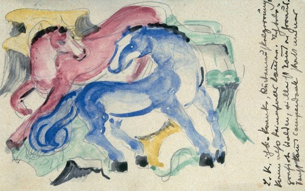 Main Product Photo of Red and Blue Horse  Painting by Franz Marc