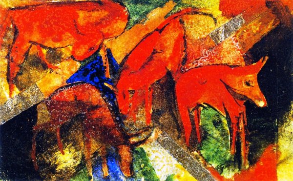 Main Product Photo of Red Cattle Painting by Franz Marc