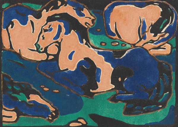 Main Product Photo of Ruhende Pferde  Painting by Franz Marc