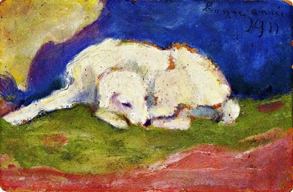 Main Product Photo of Russi' Lying Painting by Franz Marc