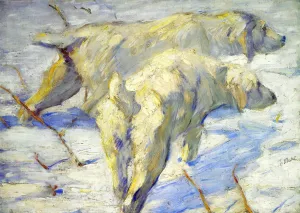 Siberian Sheepdogs also known as Siberian Dogs in the Snow Oil painting by Franz Marc
