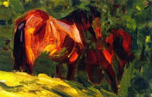 Sketch of Horses II by Franz Marc Oil Painting