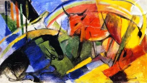 Small Picture with Cattle by Franz Marc Oil Painting