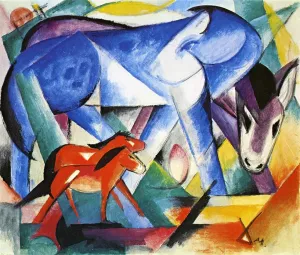 The First Animals Oil painting by Franz Marc