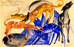 The Four Companion Dogs of Prince Jussuff by Franz Marc Oil Painting