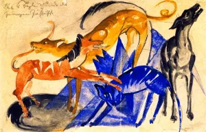 The Four Companion Dogs of Prince Jussuff by Franz Marc Oil Painting