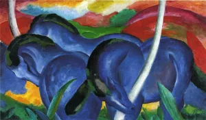 The Large Blue Horses painting by Franz Marc