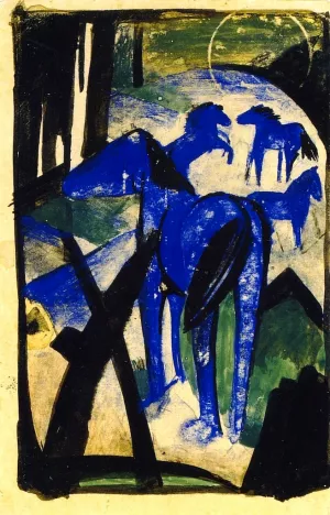 The Mother Mare of the Blue Horses I by Franz Marc - Oil Painting Reproduction