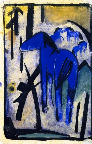 The Mother Mare of the Blue Horses II by Franz Marc - Oil Painting Reproduction