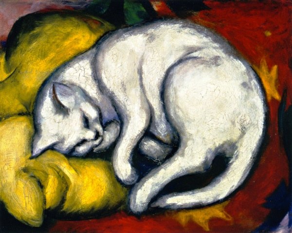 Main Product Photo of The White Cat Painting by Franz Marc