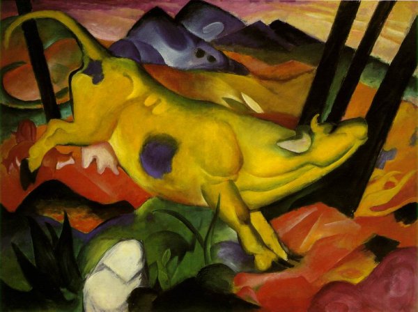 Main Product Photo of The Yellow Cow Painting by Franz Marc