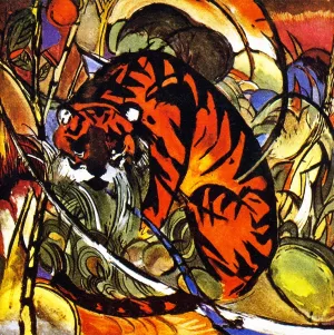 Tiger in Jungle by Franz Marc Oil Painting