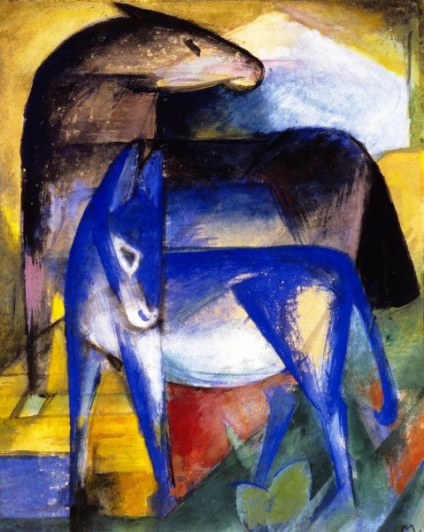Main Product Photo of Two Blue Donkeys Painting by Franz Marc