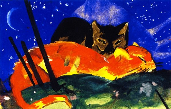 Main Product Photo of Two Cats Painting by Franz Marc