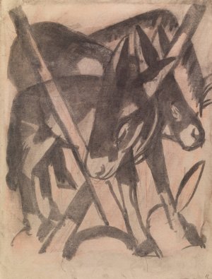 Two Donkeys by Franz Marc Oil Painting