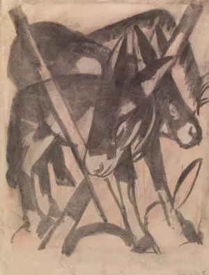 Two Donkeys by Franz Marc Oil Painting