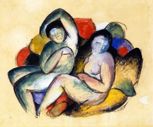 Two Female Nudes by Franz Marc Oil Painting