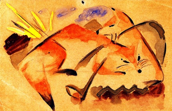 Main Product Photo of Two Foxes Painting by Franz Marc