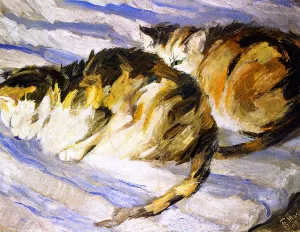 Two Grey Cats by Franz Marc Oil Painting