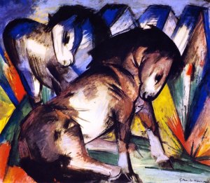 Two Horses 2 by Franz Marc Oil Painting