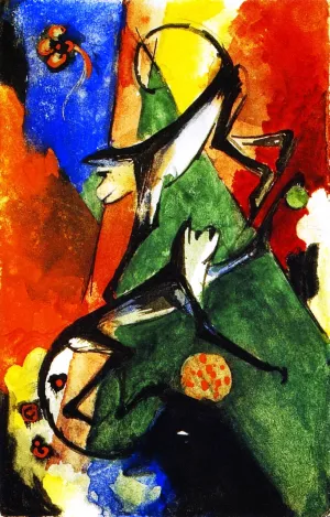 Two Monkeys by Franz Marc Oil Painting