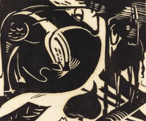 Two Mythical Animals by Franz Marc Oil Painting