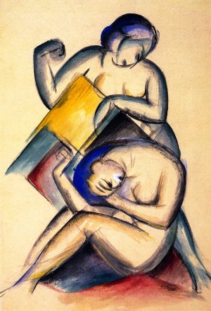Two Nude Women by Franz Marc Oil Painting